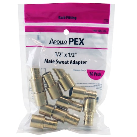 Apollo 1/2 in. Brass PEX Barb x Male Copper Sweat Adapter (10-Pack), 10PK APXMS121210PK